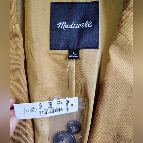 NWT Madewell The Larsen Blazer in drape-wave Toffee 1 button Closure L. - Picture 7 of 16